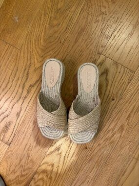 J. Crew Natural Beige Woven Slide Mules